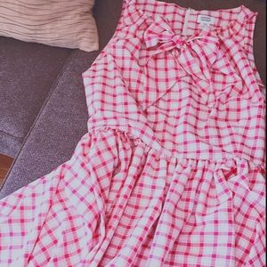 Raspberry and ivory plaid dress